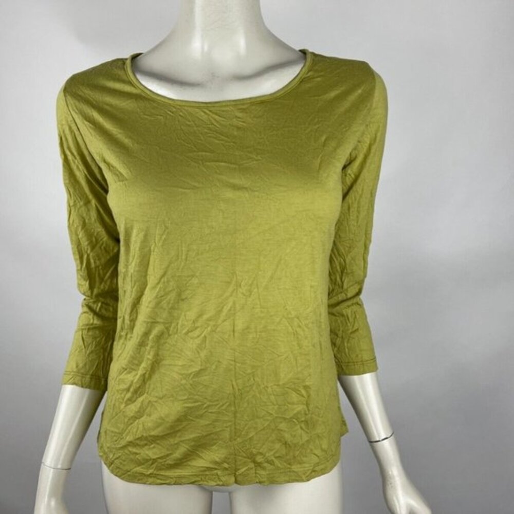 Comfy USA Crinkle Top Women S 3/4 Sleeve Scoop Neck Stretch Rayon LightweightTee